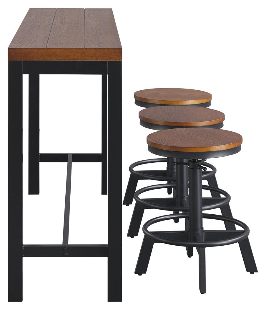 Quinidad Black/brown Counter Height Dining Table And Bar Stools (Set Of 4) - Ella Furniture