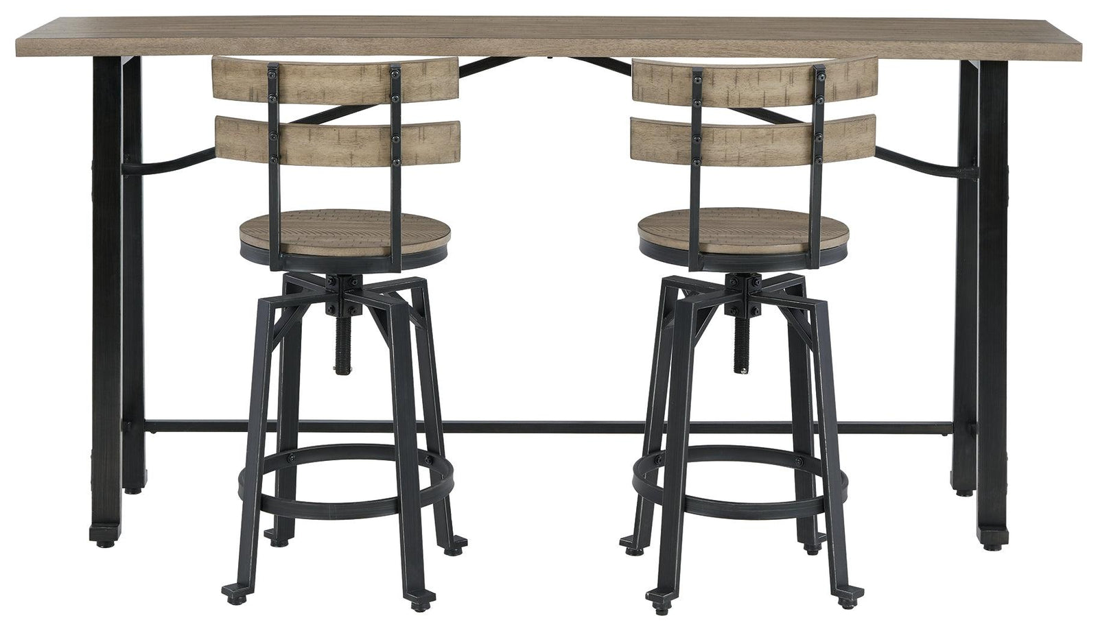 Lesterton Light Brown/Black Counter Height Dining Table And 2 Barstools - Ella Furniture