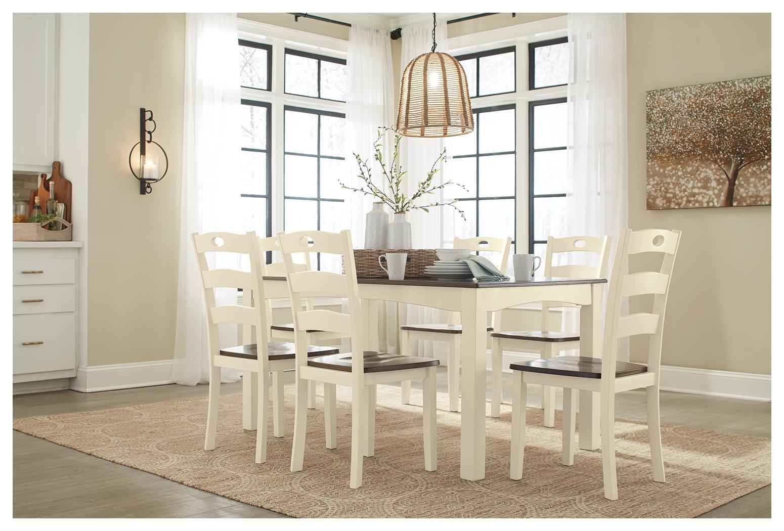 Woodanville Cream/brown Dining Table And Chairs (Set Of 7) - Ella Furniture