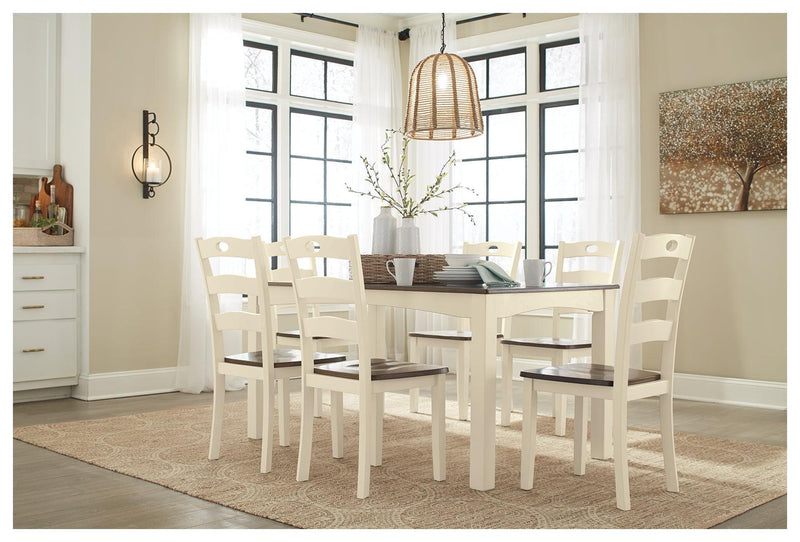 Woodanville Cream/brown Dining Table And Chairs (Set Of 7)