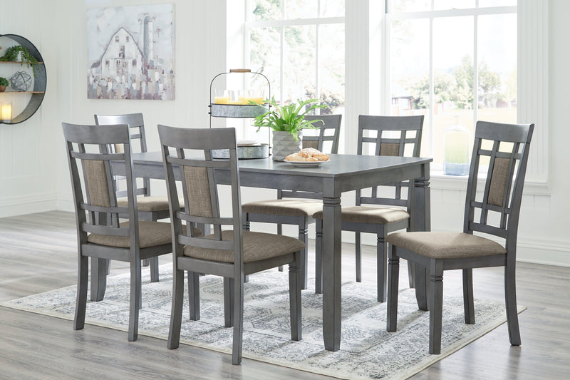 Jayemyer Charcoal Gray Dining Table And Chairs (Set Of 7)