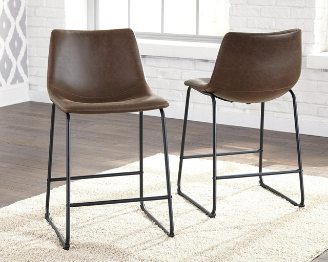 Centiar Brown Faux Leather Counter Height Bar Stool - Ella Furniture