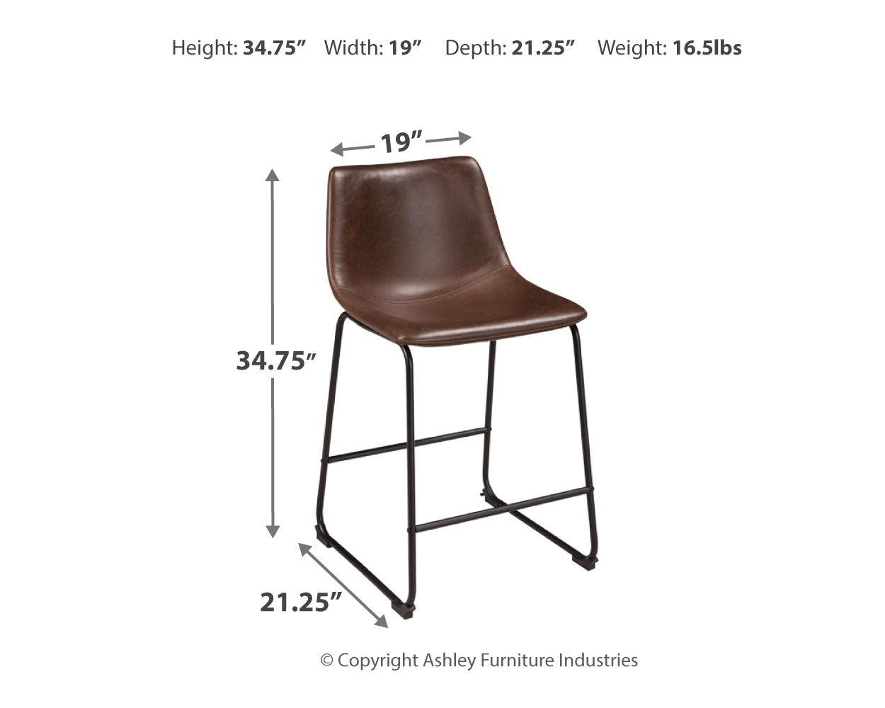 Centiar Brown Faux Leather Counter Height Bar Stool - Ella Furniture