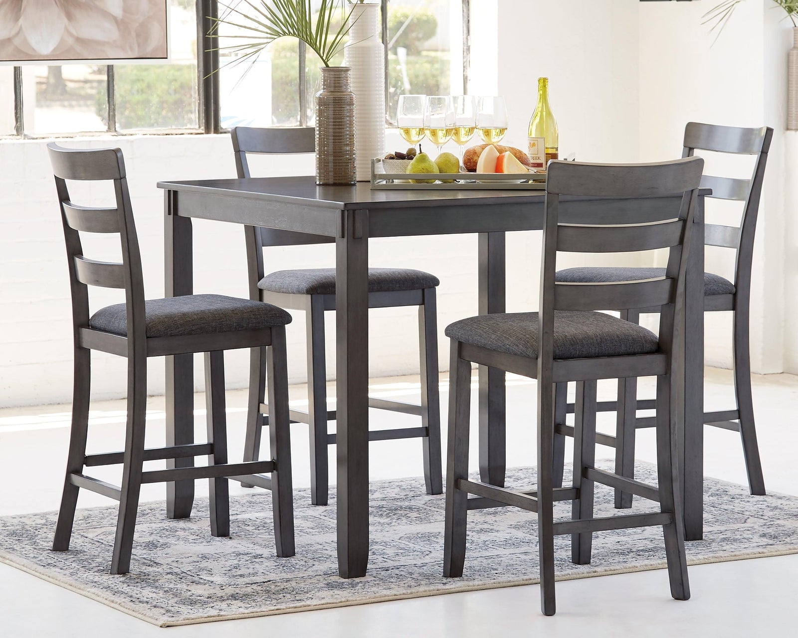 Bridson Gray Counter Height Dining Table And Bar Stools (Set Of 5)