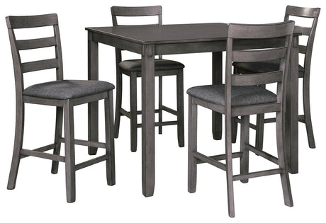 Bridson Gray Counter Height Dining Table And Bar Stools (Set Of 5) - Ella Furniture