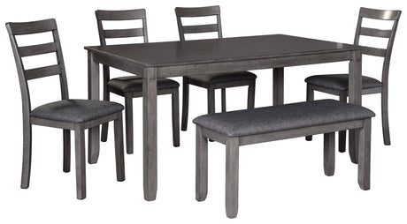 Bridson Gray Dining Table And Chairs With Bench (Set Of 6) - Ella Furniture