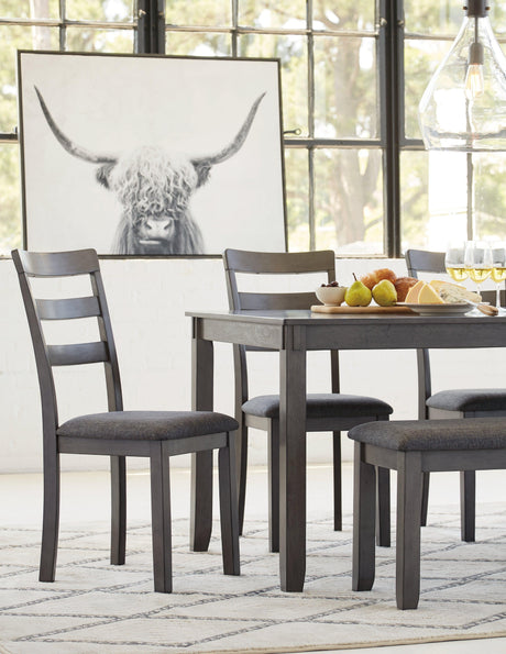 Bridson Gray Dining Table And Chairs With Bench (Set Of 6) - Ella Furniture