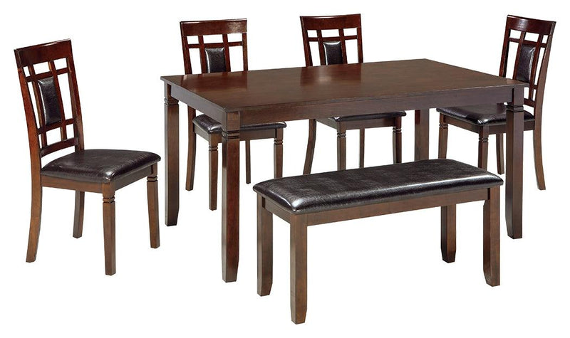 Bennox Brown Dining Table And Chairs With Bench (Set Of 6) - Ella Furniture