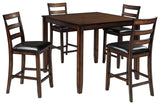 Coviar Brown Faux Leather Counter Height Dining Table And Bar Stools (Set Of 5) - Ella Furniture