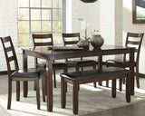 Coviar Brown Dining Table And Chairs With Bench (Set Of 6) - Ella Furniture