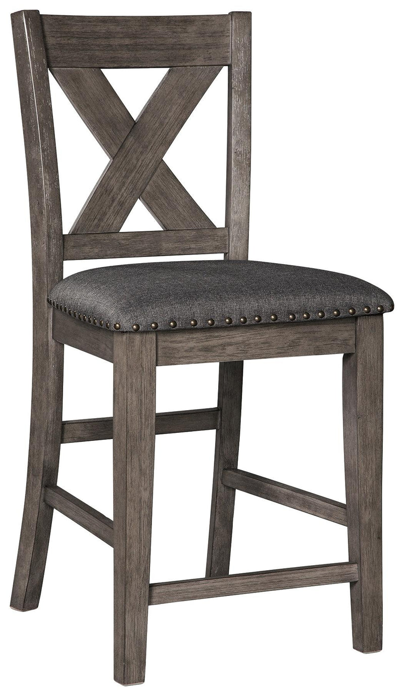 Caitbrook Gray Counter Height Upholstered Bar Stool - Ella Furniture