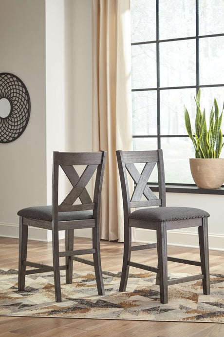 Caitbrook Gray Counter Height Upholstered Bar Stool - Ella Furniture