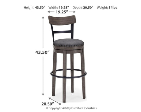 Caitbrook Gray Bar Height Bar Stool - Ella Furniture