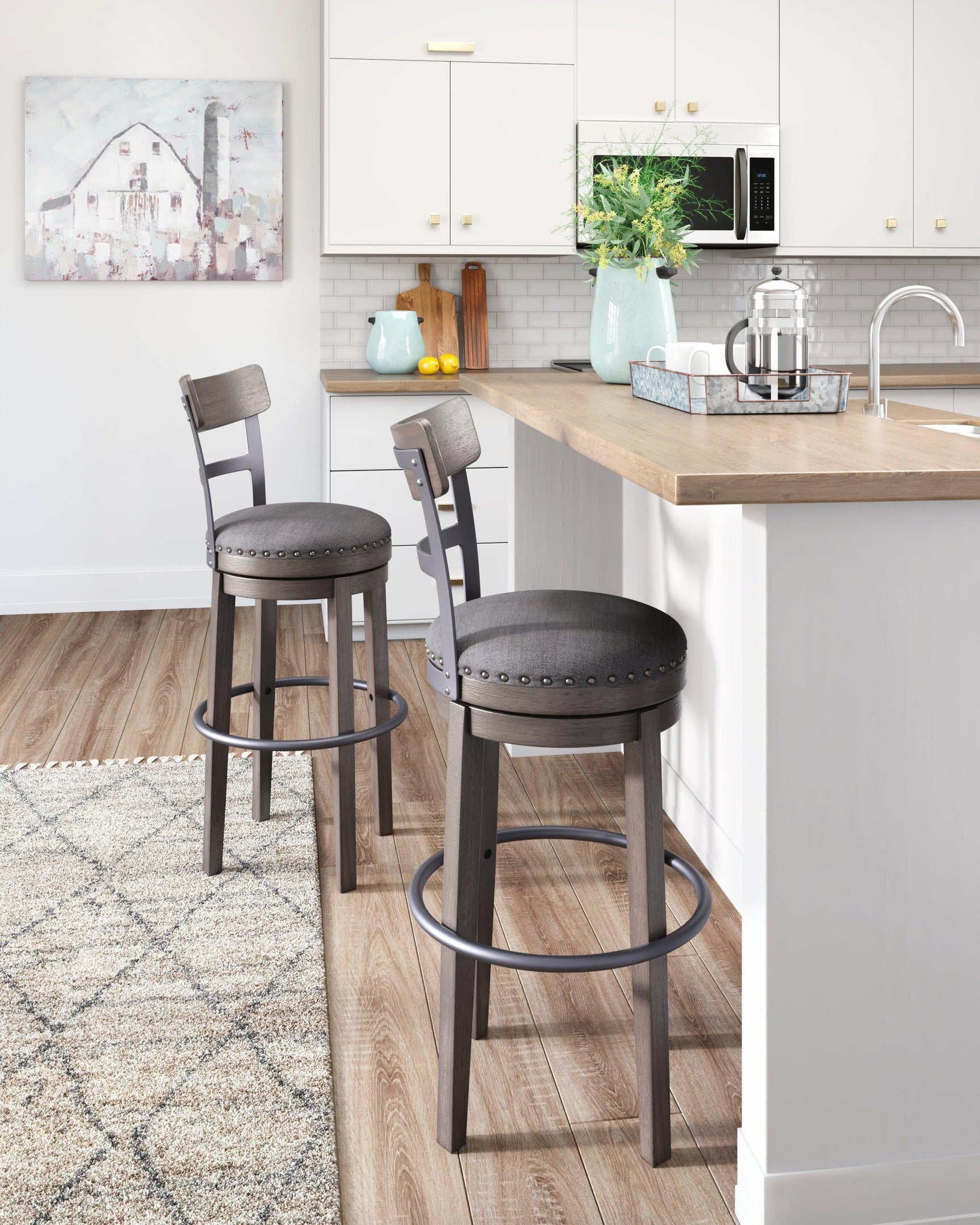 Caitbrook Gray Bar Height Bar Stool - Ella Furniture