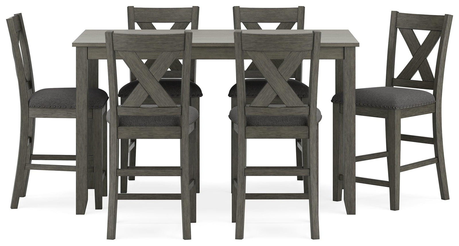 Caitbrook Gray Counter Height Dining Table And Bar Stools (Set Of 7)