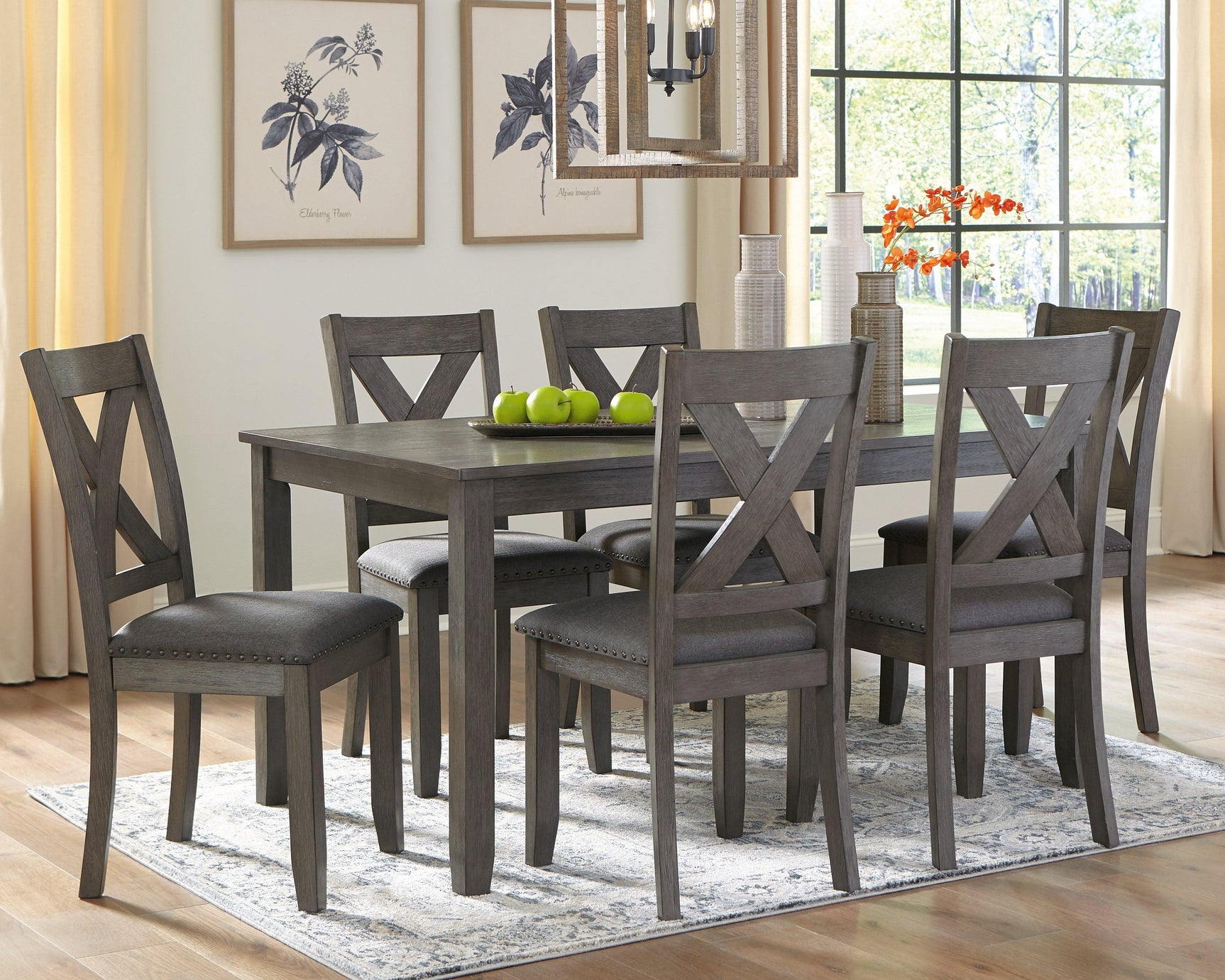 Caitbrook Gray Dining Table And Chairs (Set Of 7) - Ella Furniture