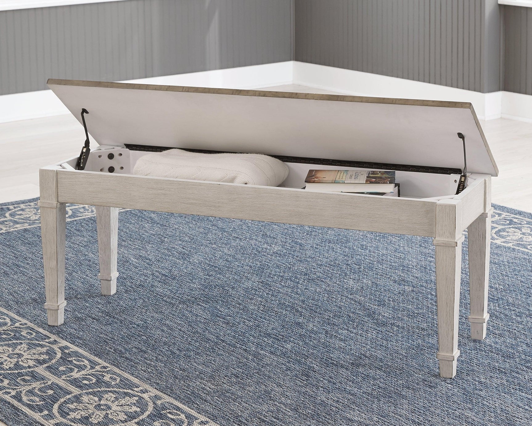 Skempton White/light Brown Storage Bench - Ella Furniture