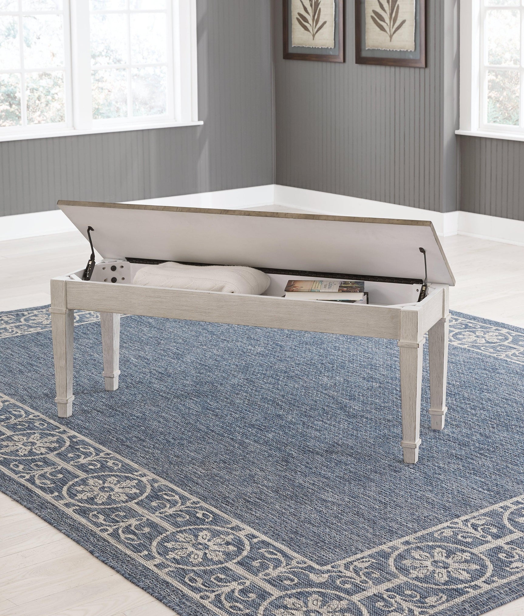 Skempton White/light Brown Storage Bench - Ella Furniture