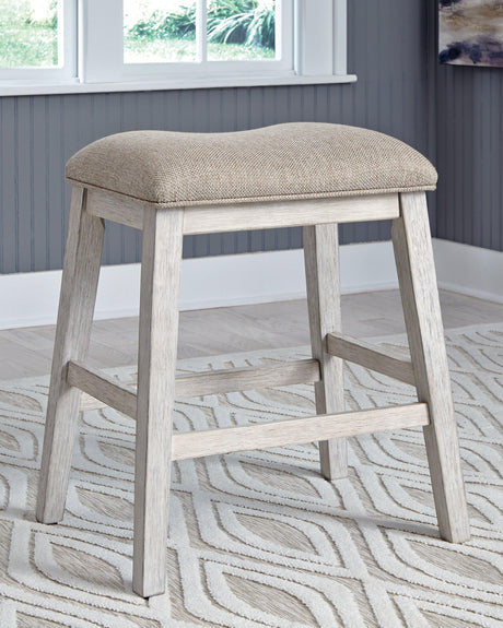 Skempton White/light Brown Counter Height Bar Stool D394-024 - Ella Furniture