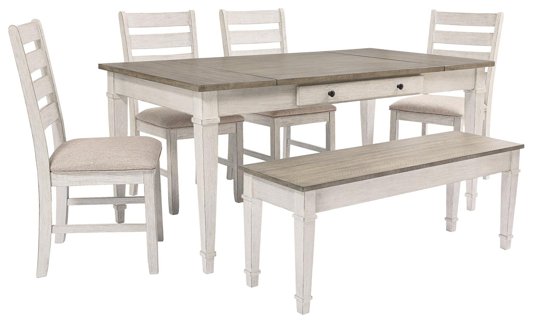 Skempton White/light Brown Dining Table - Ella Furniture