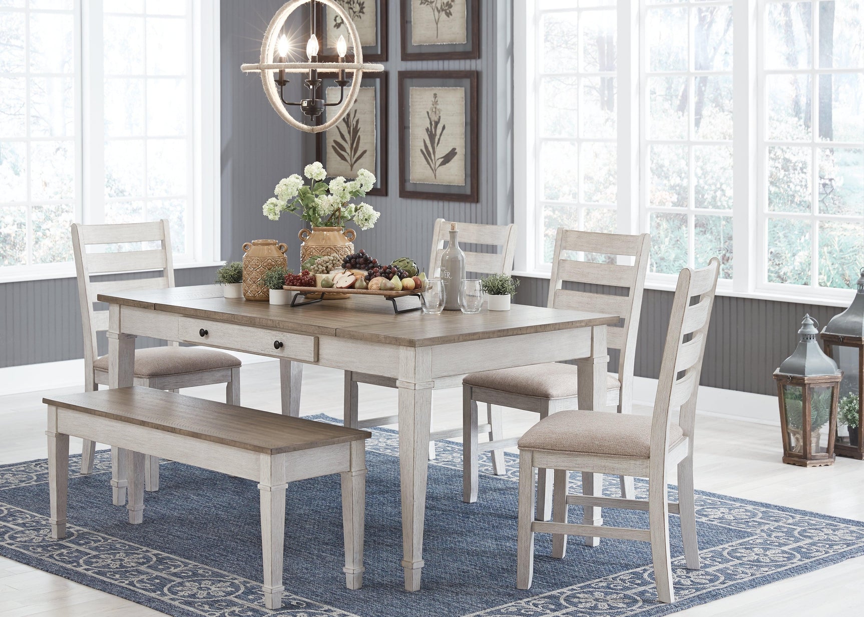 Skempton White/light Brown Dining Table - Ella Furniture