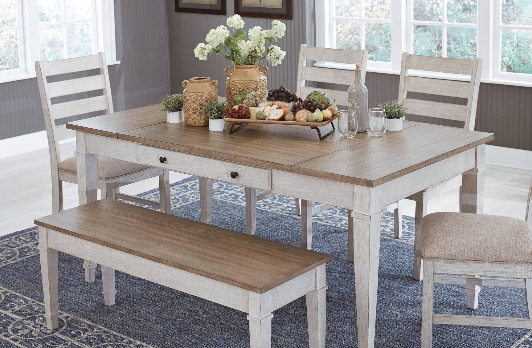 Skempton White/light Brown Dining Table - Ella Furniture