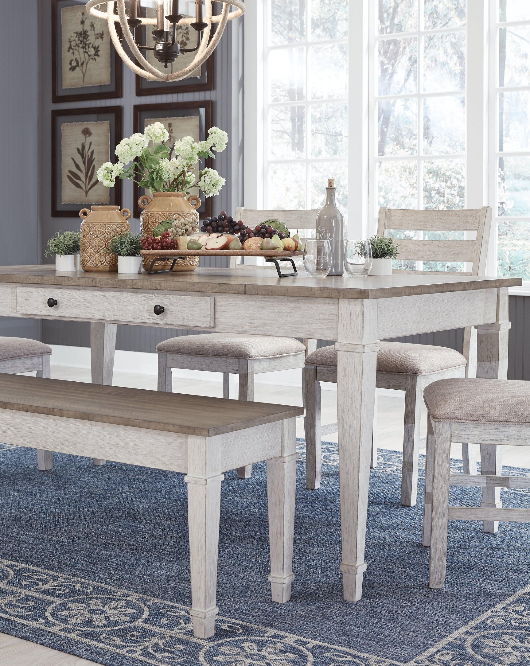 Skempton White/light Brown Dining Table - Ella Furniture