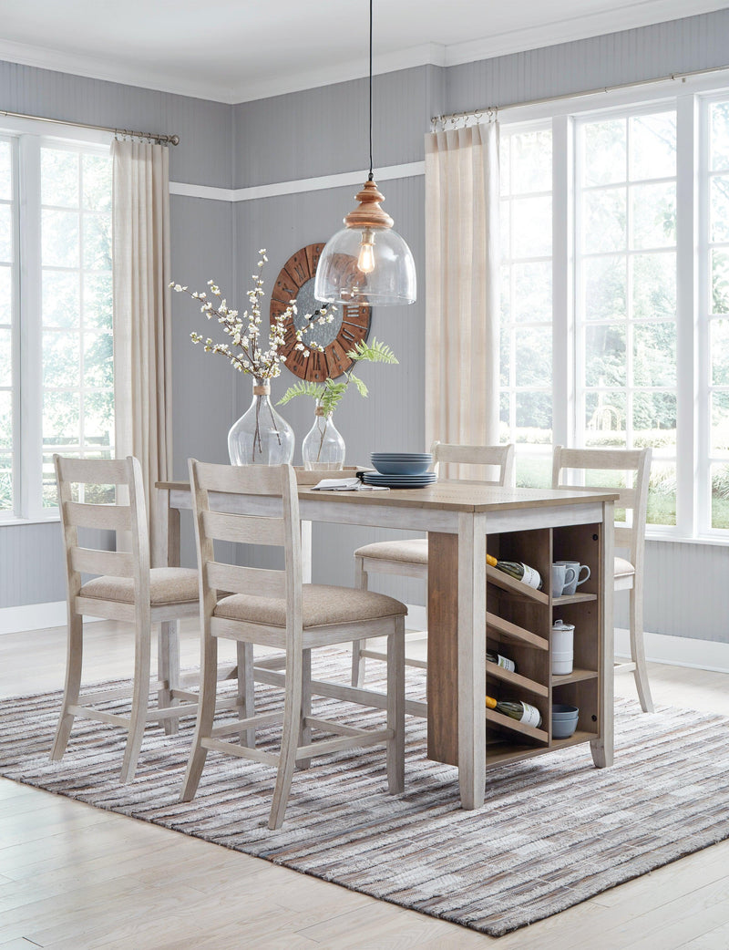 Skempton White/light Brown Counter Height Dining Table - Ella Furniture