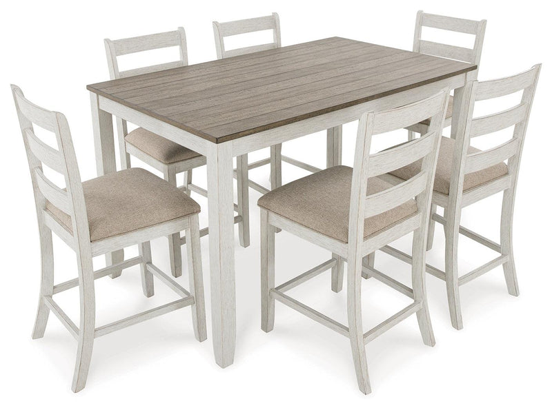 Skempton White/light Brown Counter Height Dining Table And Bar Stools (Set Of 7) - Ella Furniture