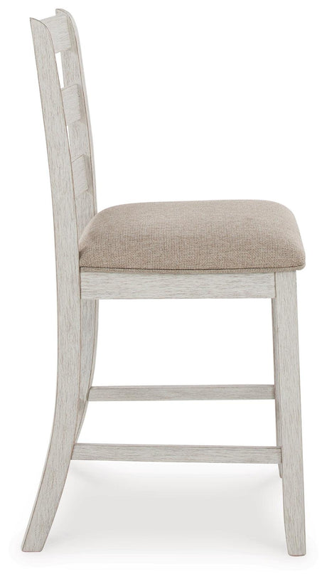 Skempton White/light Brown Counter Height Dining Table And Bar Stools (Set Of 7) - Ella Furniture