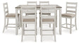 Skempton White/light Brown Counter Height Dining Table And Bar Stools (Set Of 7) - Ella Furniture