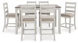 Skempton White/light Brown Counter Height Dining Table And Bar Stools (Set Of 7) - Ella Furniture