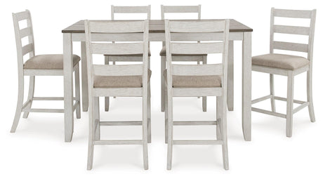 Skempton White/light Brown Counter Height Dining Table And Bar Stools (Set Of 7) - Ella Furniture