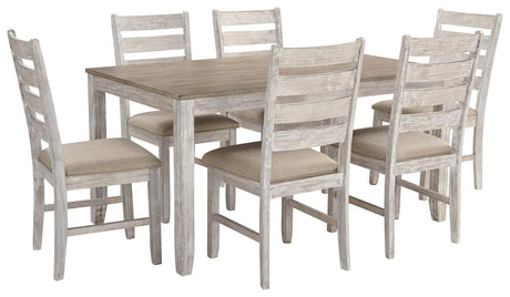 Skempton White/light Brown Dining Table And Chairs (Set Of 7) - Ella Furniture