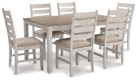 Skempton White/light Brown Dining Table And Chairs (Set Of 7) - Ella Furniture