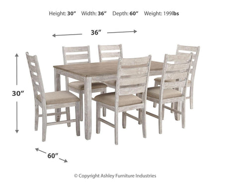 Skempton White/light Brown Dining Table And Chairs (Set Of 7) - Ella Furniture