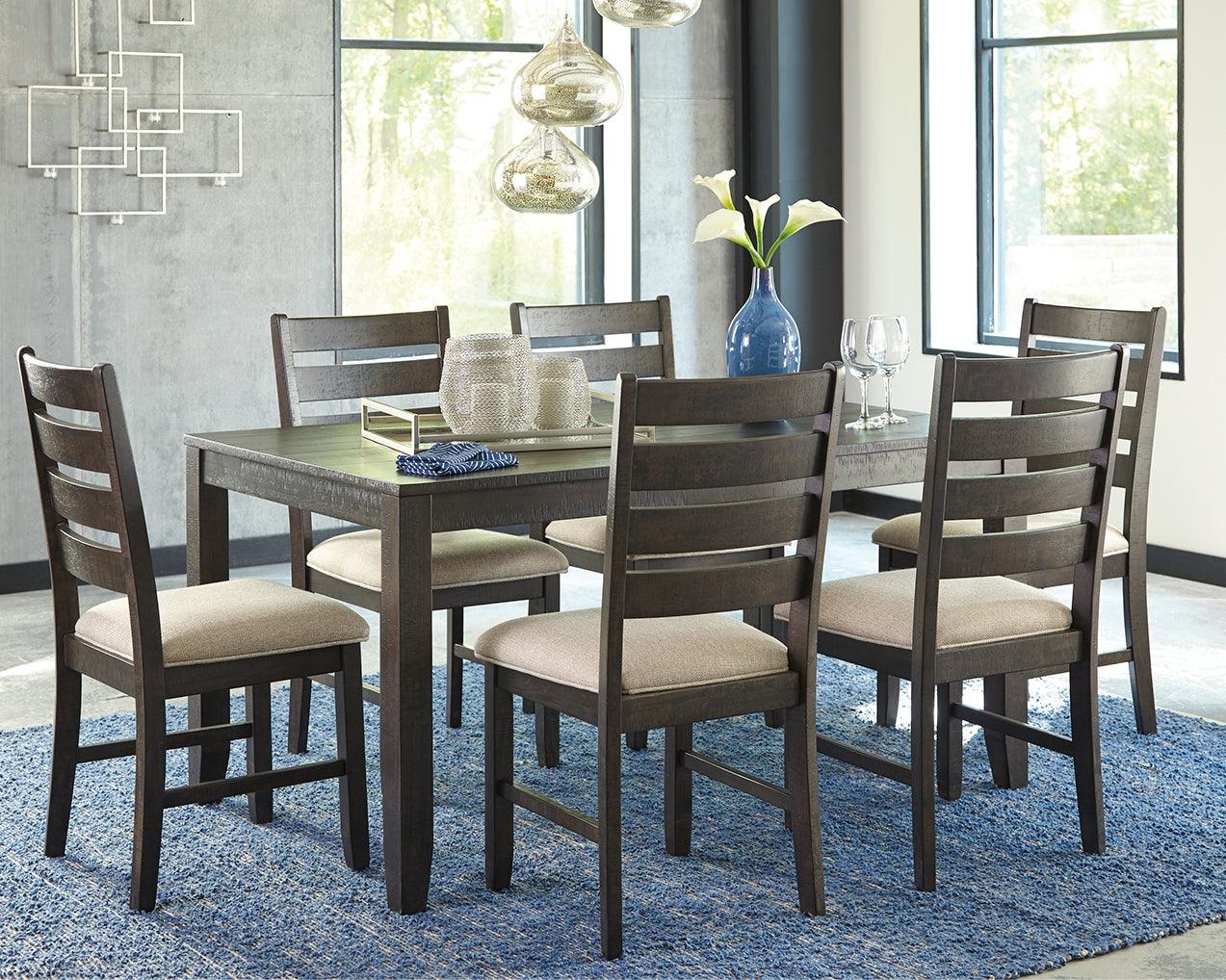 Rokane Brown Synthetic Dining Table And Chairs (Set Of 7) - Ella Furniture