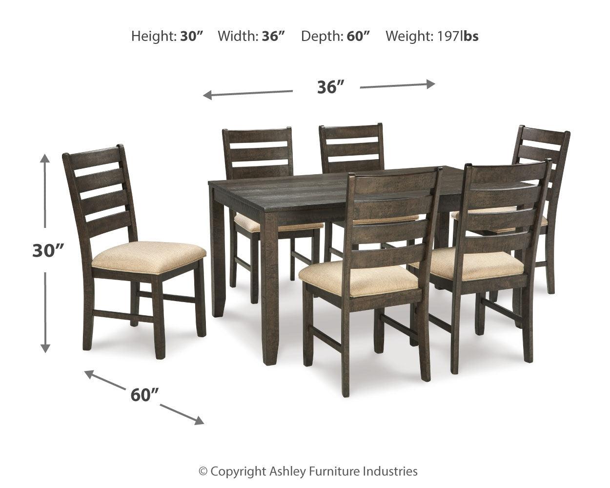 Rokane Brown Synthetic Dining Table And Chairs (Set Of 7) - Ella Furniture