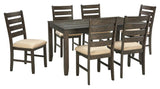 Rokane Brown Synthetic Dining Table And Chairs (Set Of 7) - Ella Furniture