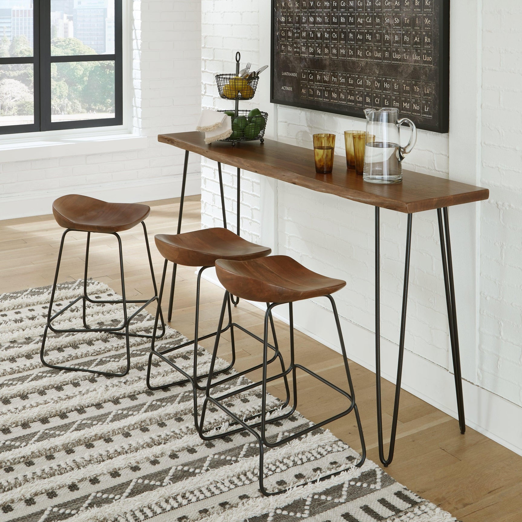 Wilinruck Brown/Black Counter Height Dining Table And 3 Barstools - Ella Furniture