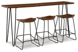 Wilinruck Brown/Black Counter Height Dining Table And 3 Barstools - Ella Furniture