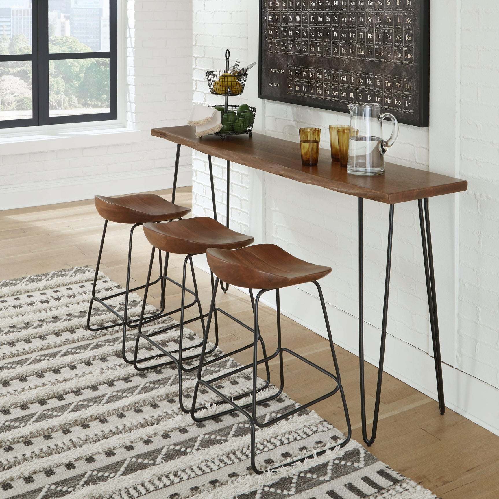 Wilinruck Brown/Black Counter Height Dining Table And 3 Barstools - Ella Furniture