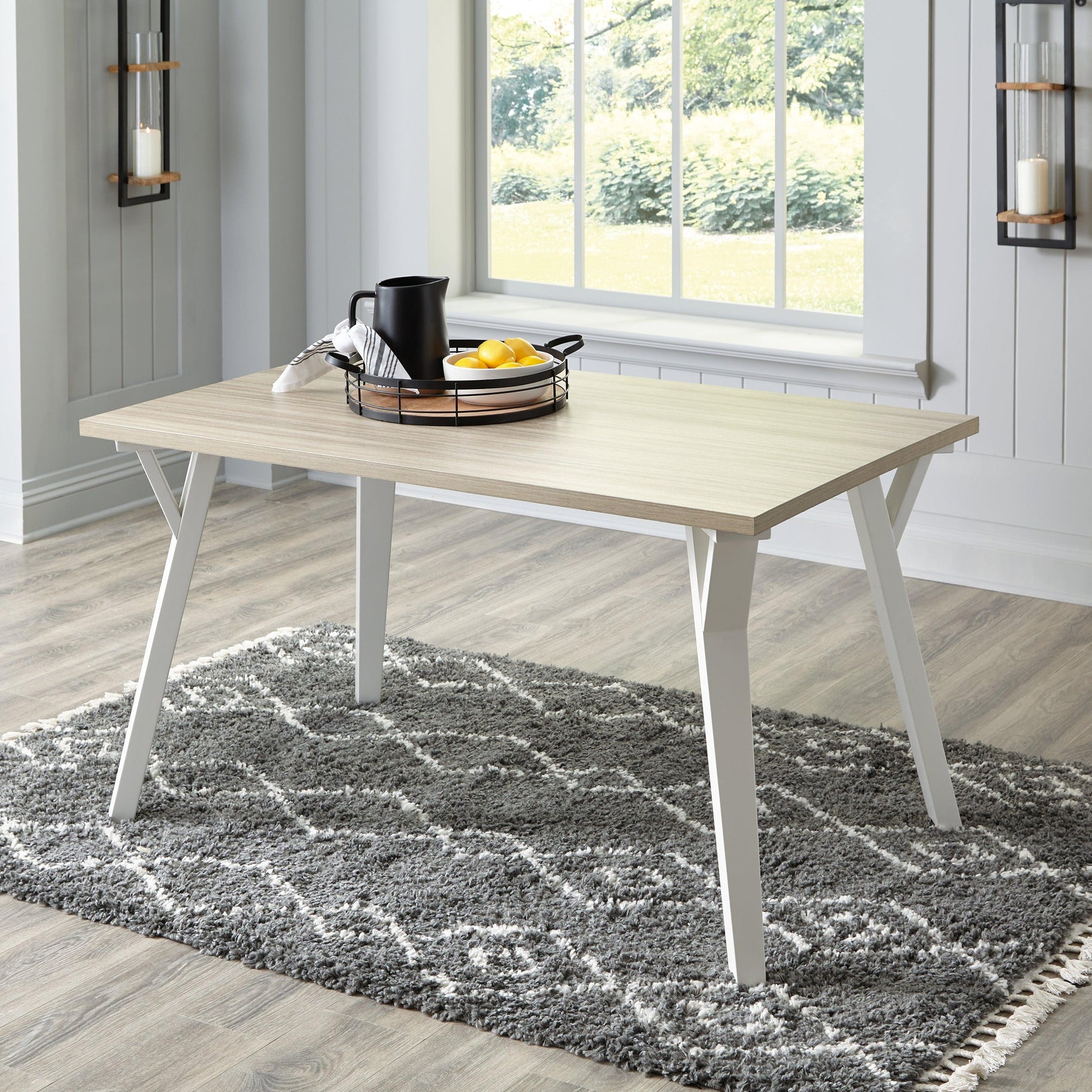 Grannen White/natural Dining Table - Ella Furniture