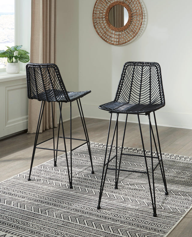 Angentree Black Bar Height Bar Stool - Ella Furniture