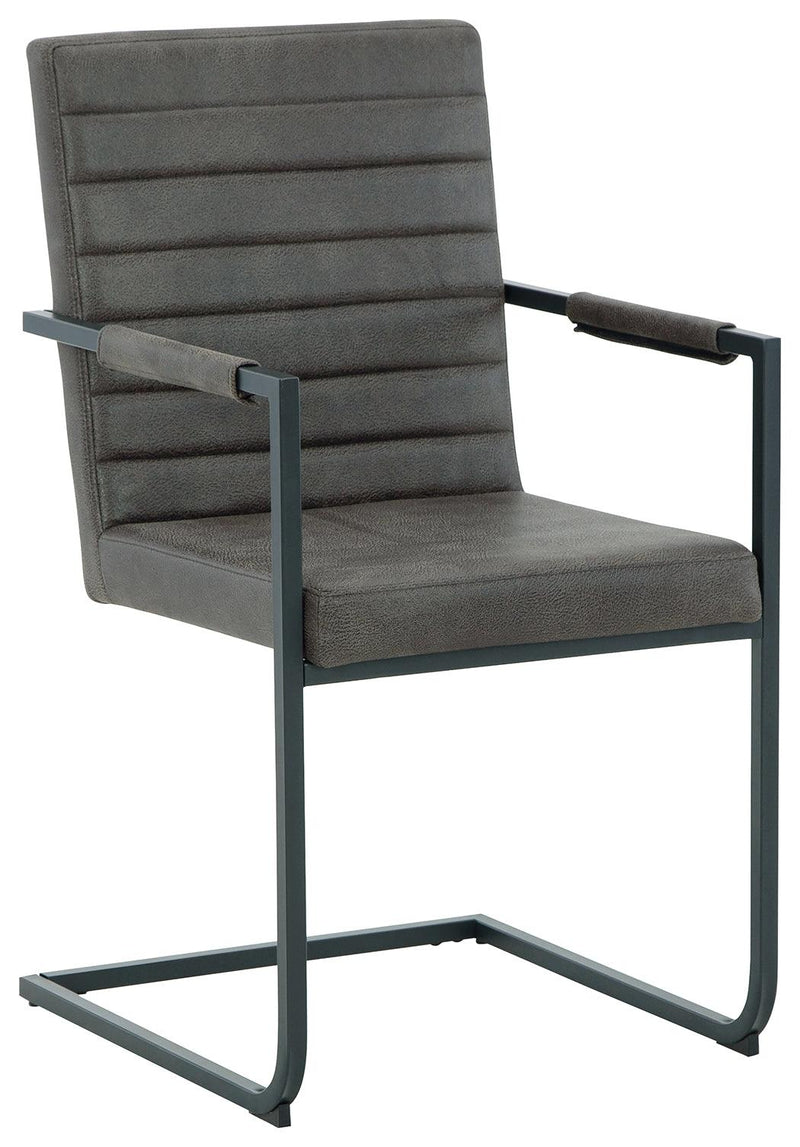 Strumford Gray/black Dining Arm Chair - Ella Furniture