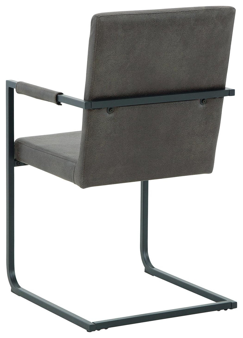 Strumford Gray/black Dining Arm Chair - Ella Furniture