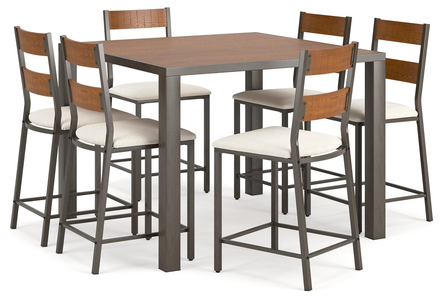 Stellany Brown/Gray Counter Height Dining Table And 6 Barstools