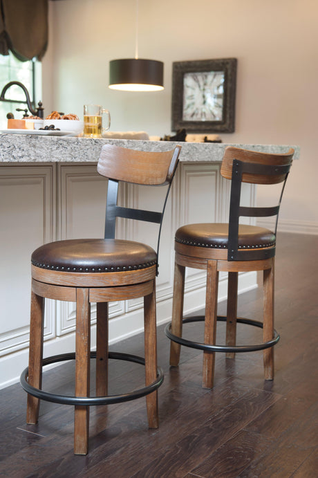 Pinnadel Light Brown Upholstered Counter Height Bar Stool close-up finish