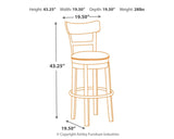 Pinnadel Light Brown Bar Height Bar Stool - Ella Furniture