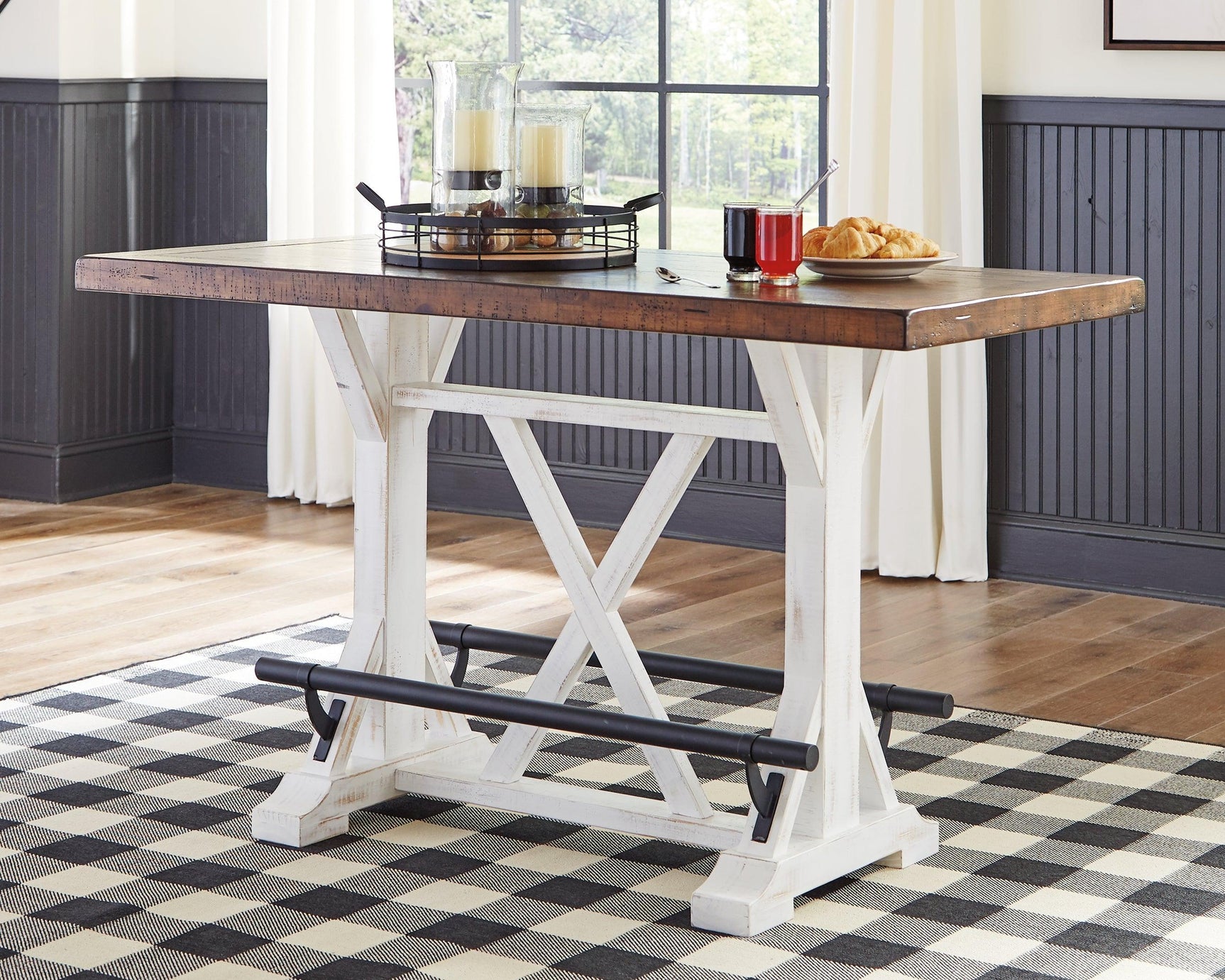 Valebeck White/Brown Counter Height Dining Table And 2 Barstools - Ella Furniture